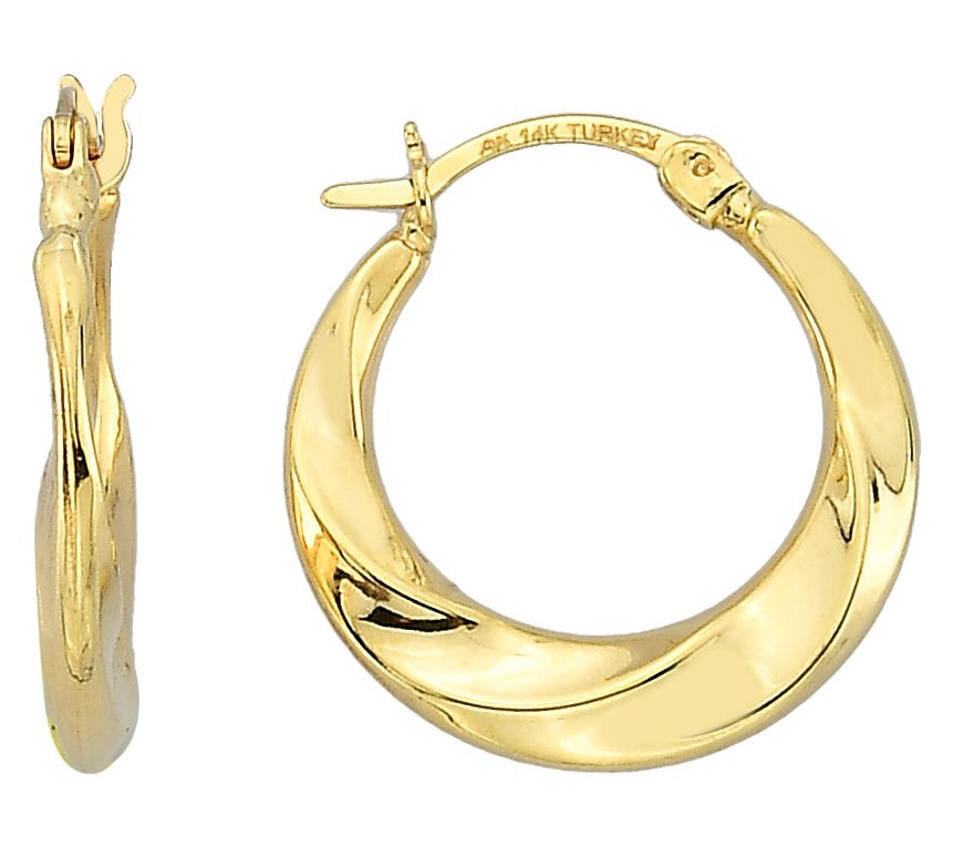 Adorna 14K Gold Twisted Polished 3/4" Hoop Earrings