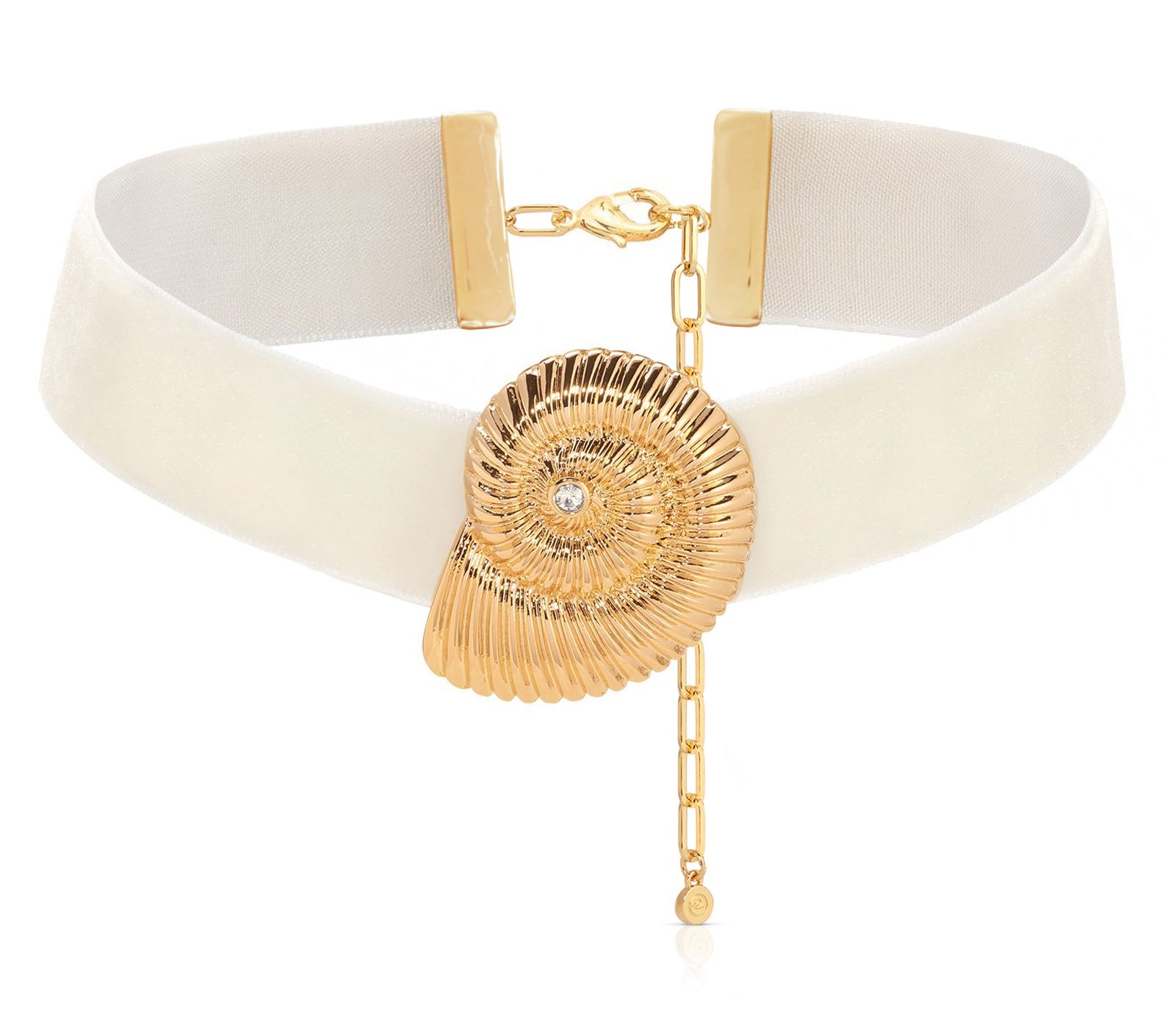 Ettika Crystal Nautilus Shell Velvet Choker