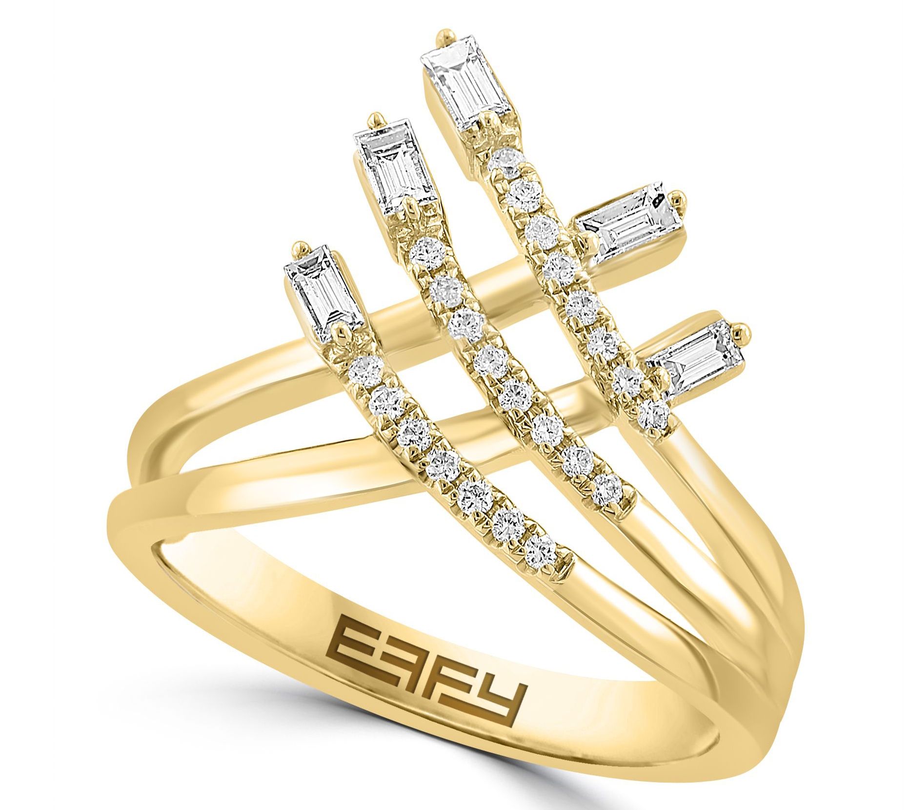 Effy Baguette & Round Cut Diamond Cocktail Ring, 14K Gold