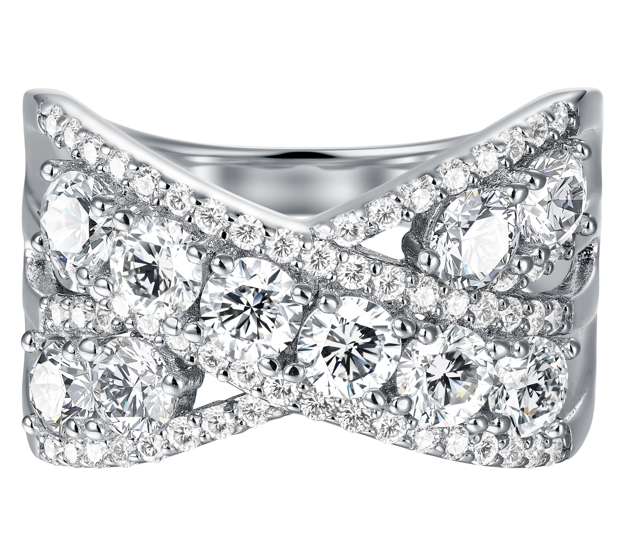 Moissanite Luxe 1.40 ctttw Highway Ring, Sterling Silver