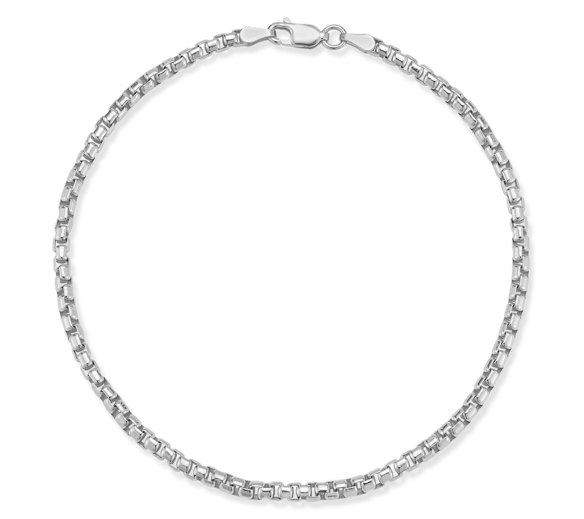 Italian Silver Men's 9" Rounded Box Bracelet, Sterling