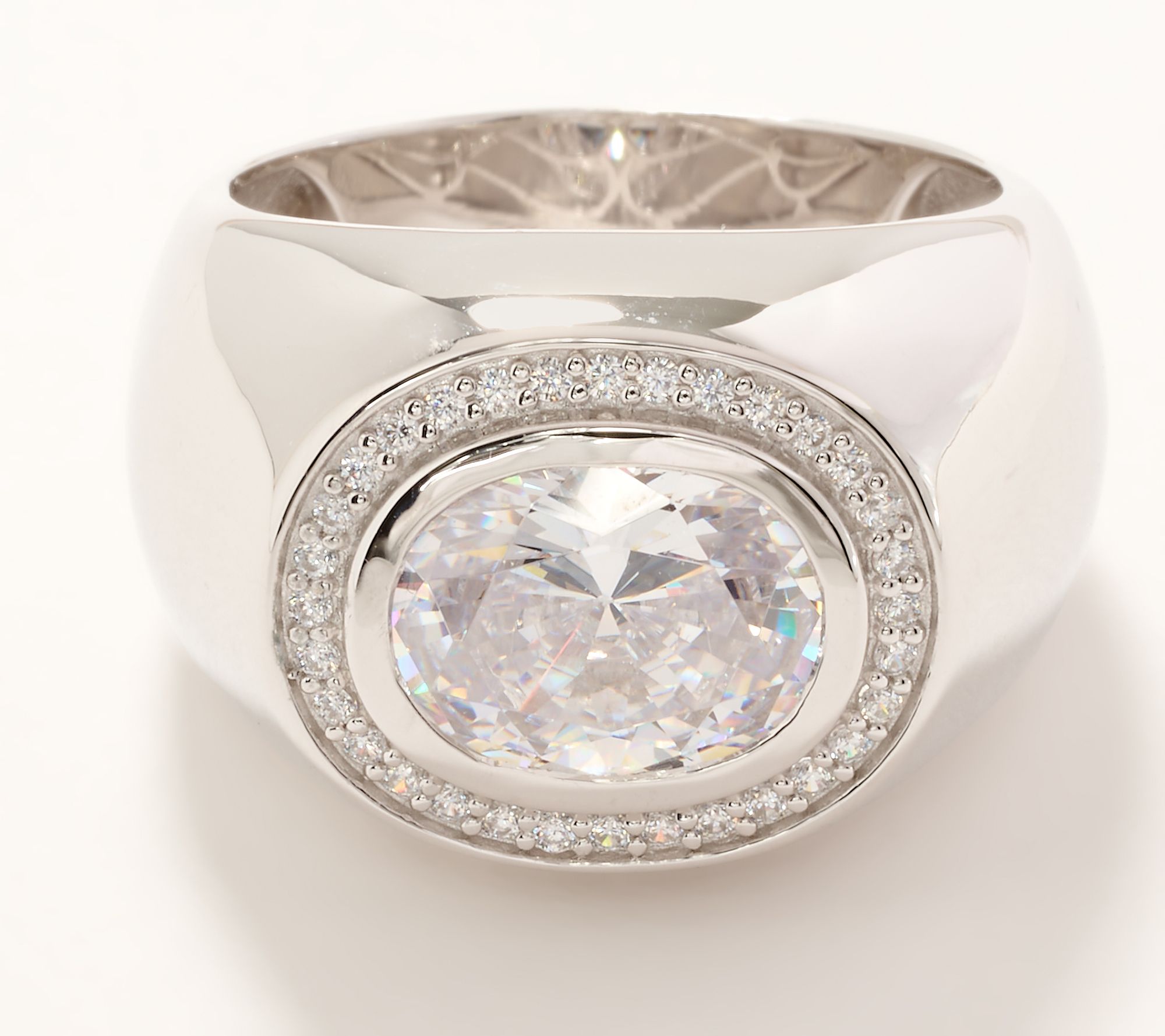 Diamonique x Jennifer Miller Domed Signet Ring, Sterling Silver