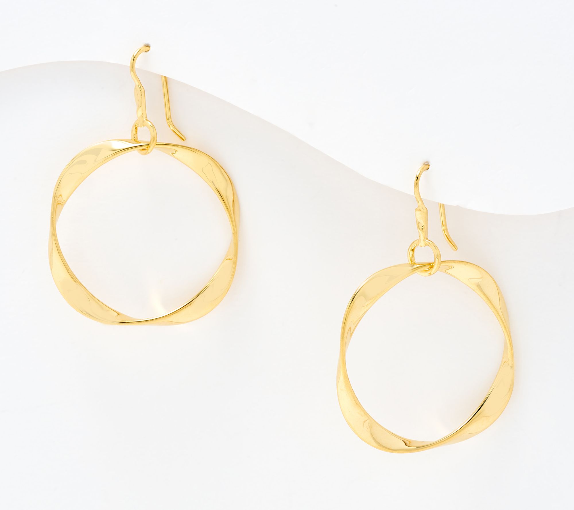 Christian James by Scott Grimes 14K Clad Ripple 2" Circle Drop Earrings