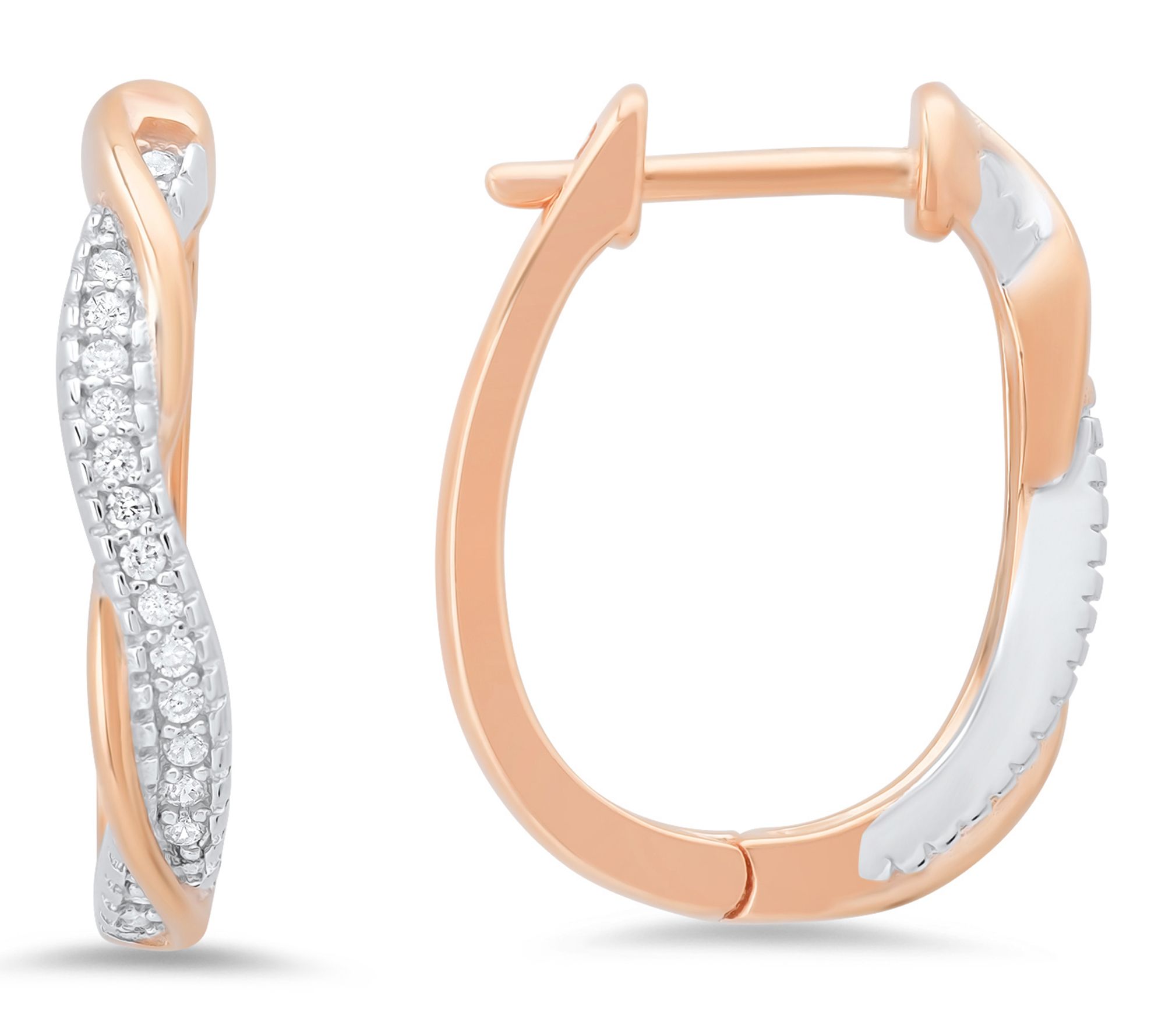Diamonique Two-Tone Swirling Hoop Earrings, Sterling Silver