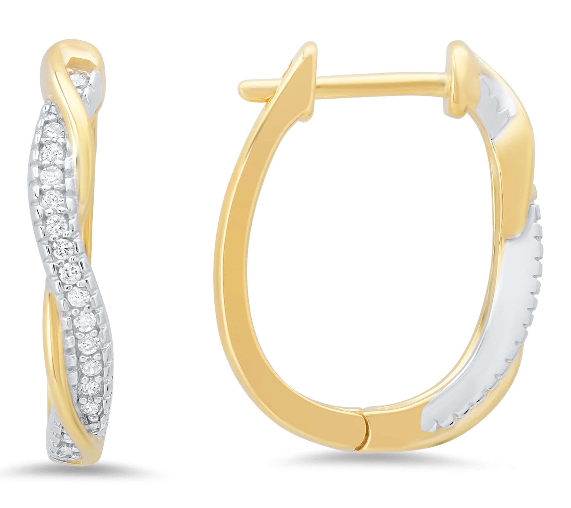 Diamonique Two-Tone Swirling Hoop Earrings, Sterling Silver