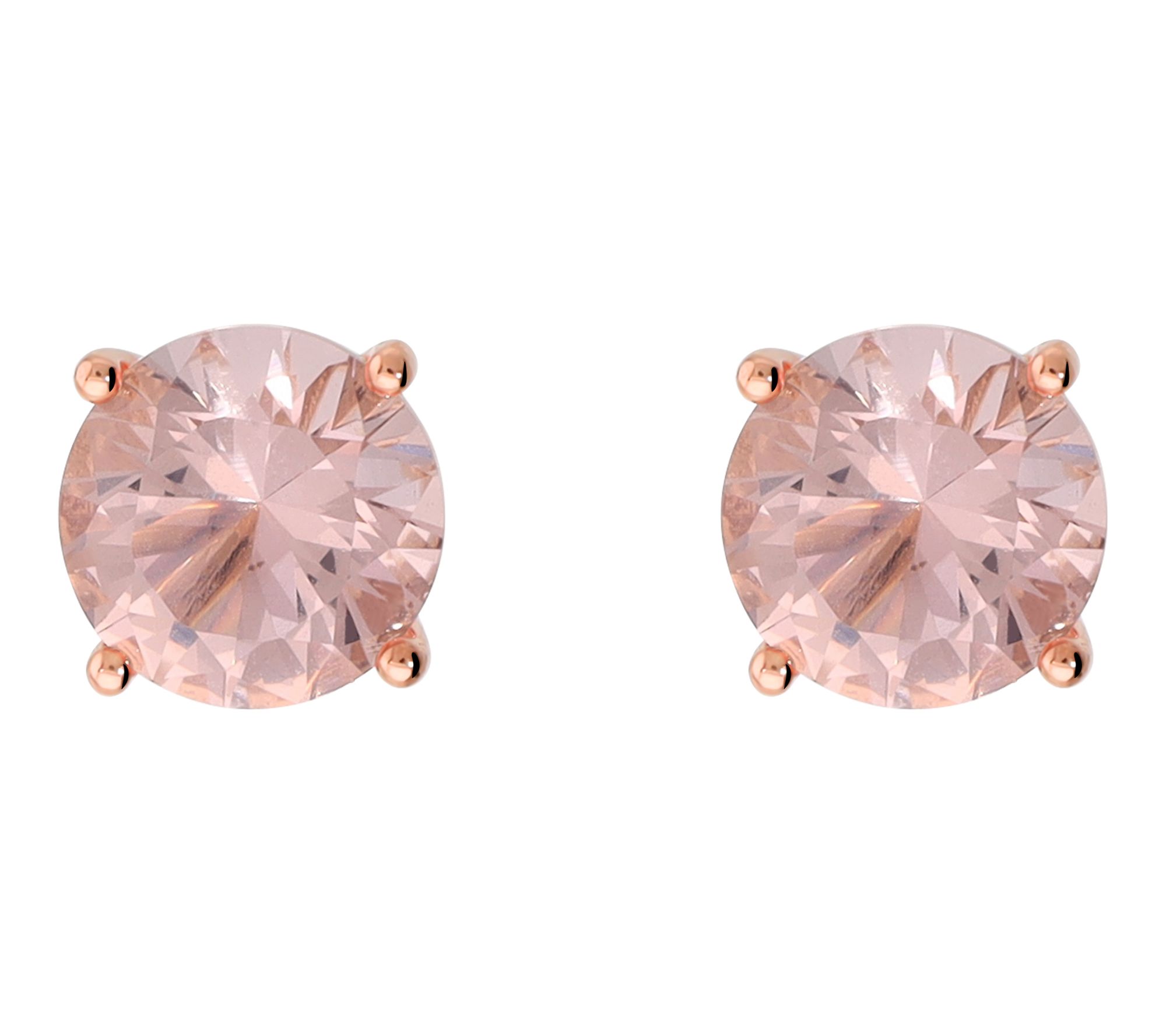 Diamonique Pink Solitaire Stud Earrings, Sterling Silver