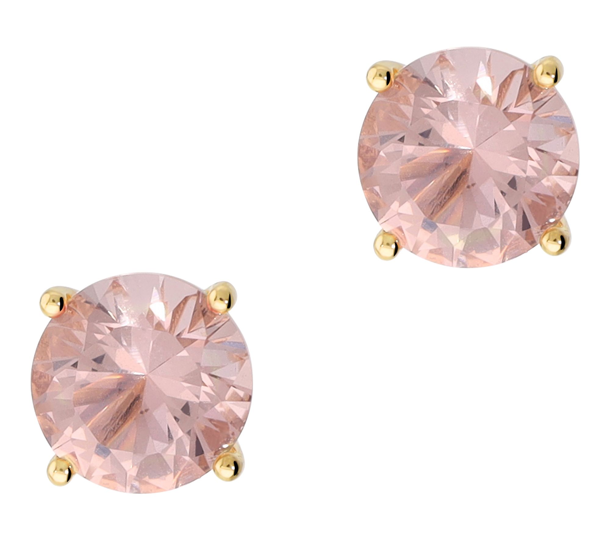 Diamonique Pink Solitaire Stud Earrings, Sterling Silver
