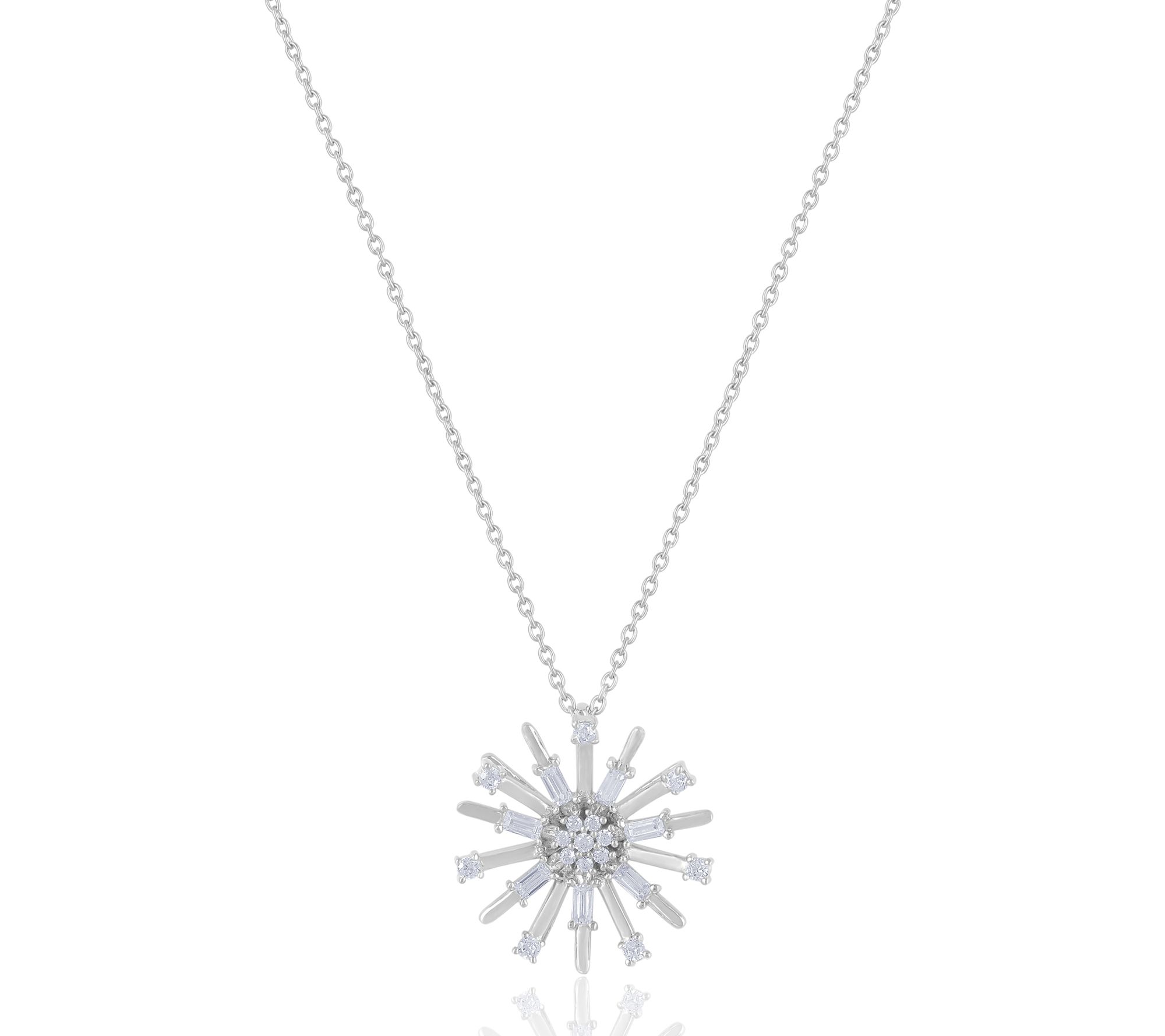 Diamonique x Kathy Levine Starburst Necklace, Sterling