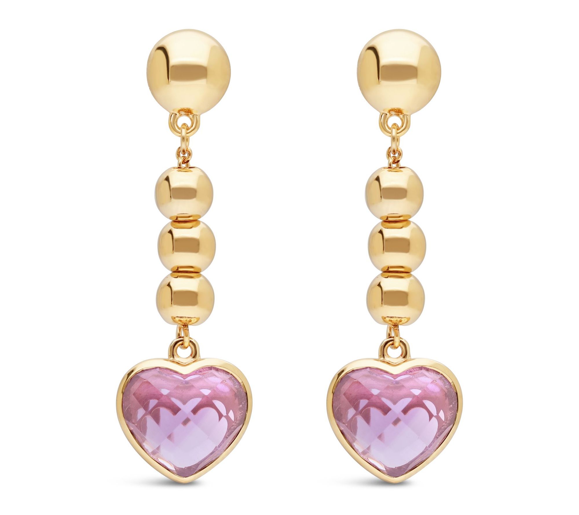 Elyse Ryan 14K Gold Clad Beaded Amethyst HeartDrop Earrings