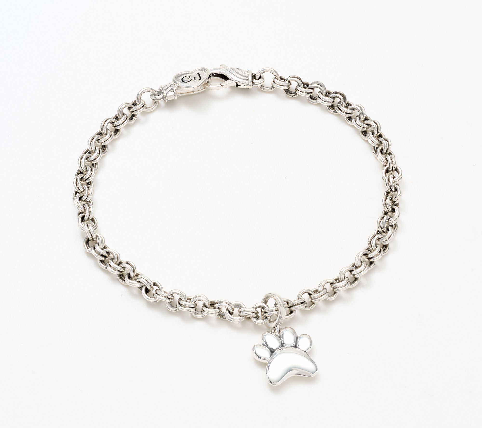 Christian James by Scott Grimes Sterling Silver Paw Print Charm Bracelet