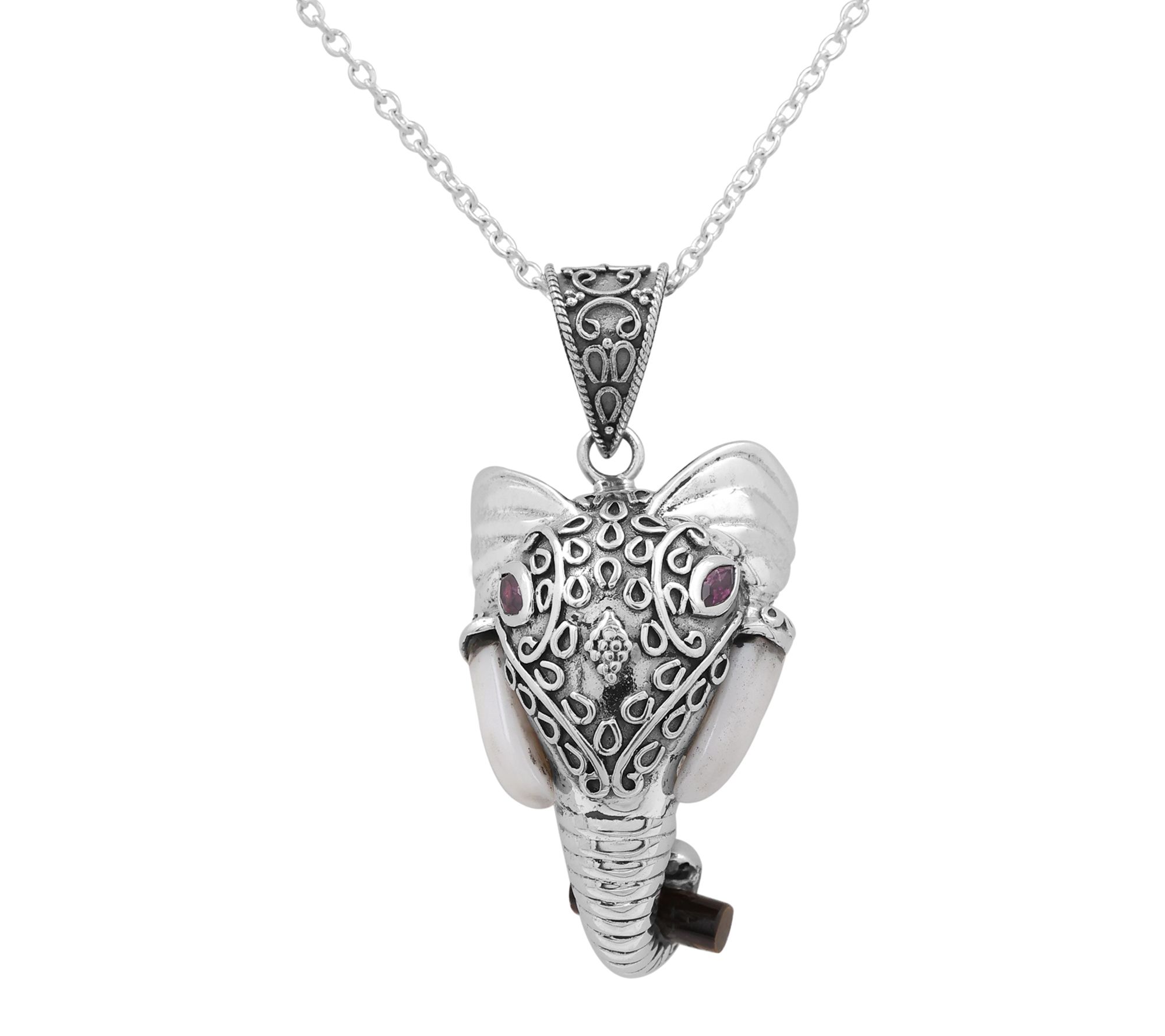 Affinity Gems Tiger Eye Elephant Pendant w/ Chain, Sterling