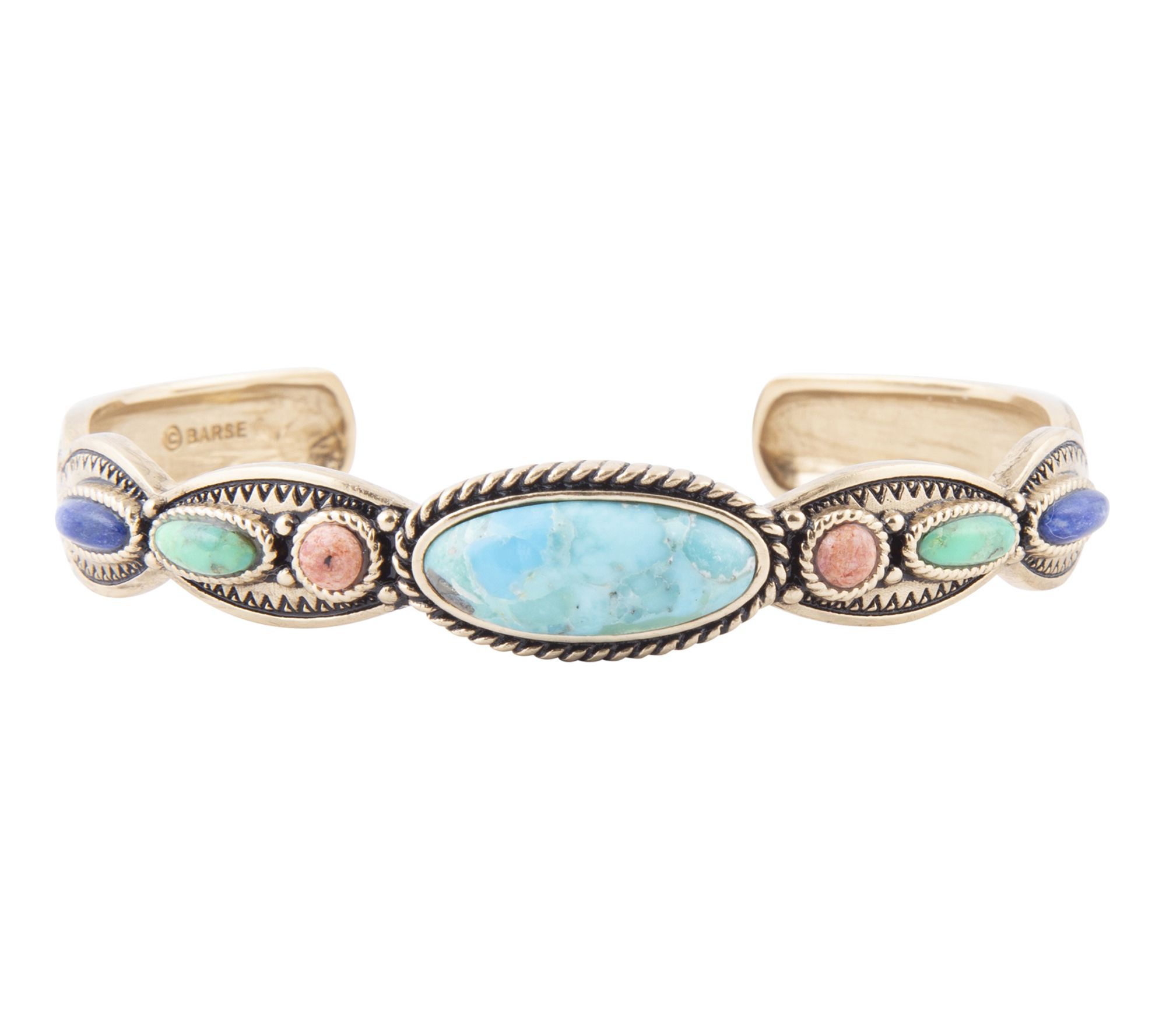 Barse Artisan Crafted Concho Multi-Gemstone Cuff Bracelet