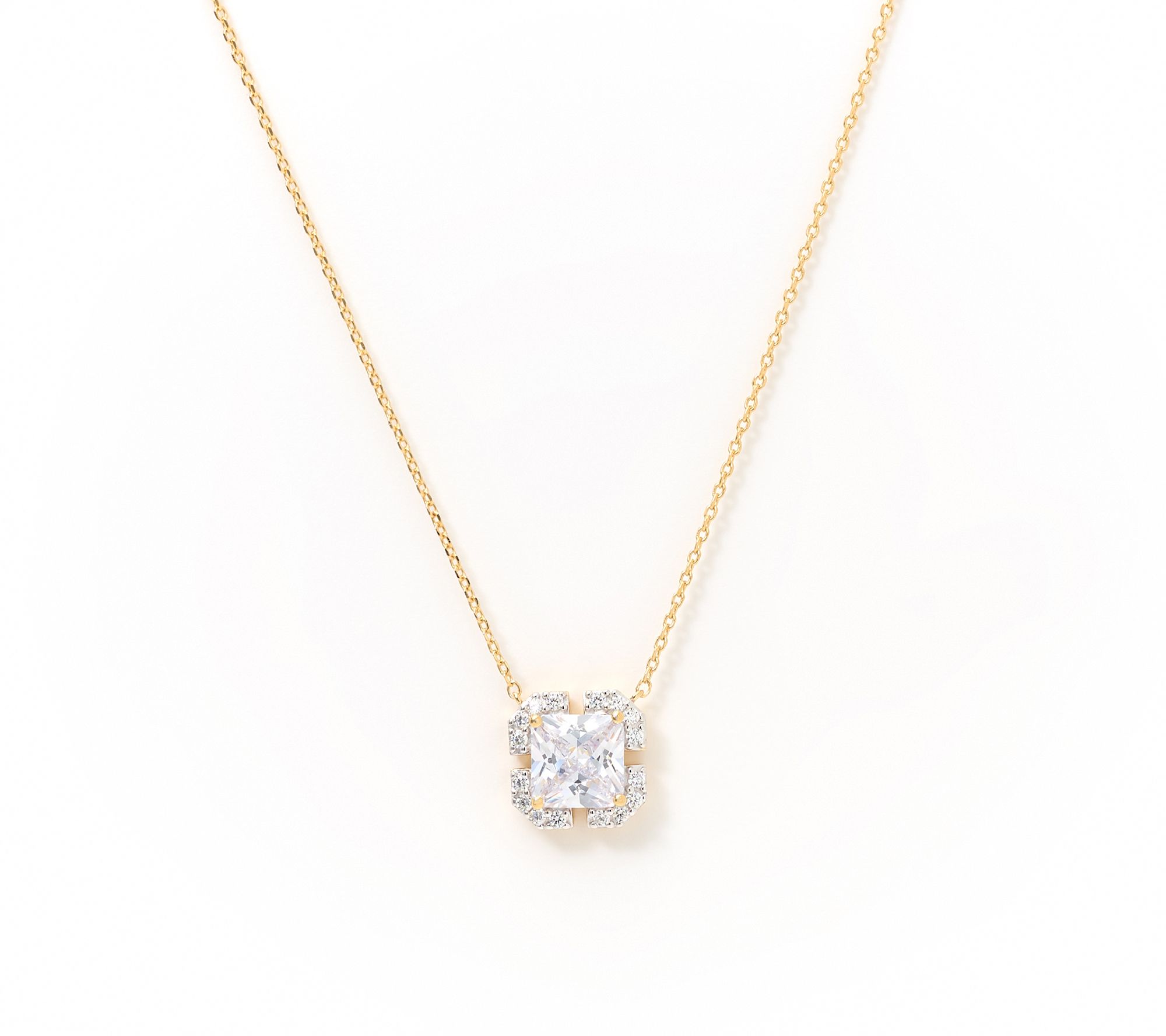 Diamonique Classics Cushioned Corners Necklace, Sterl