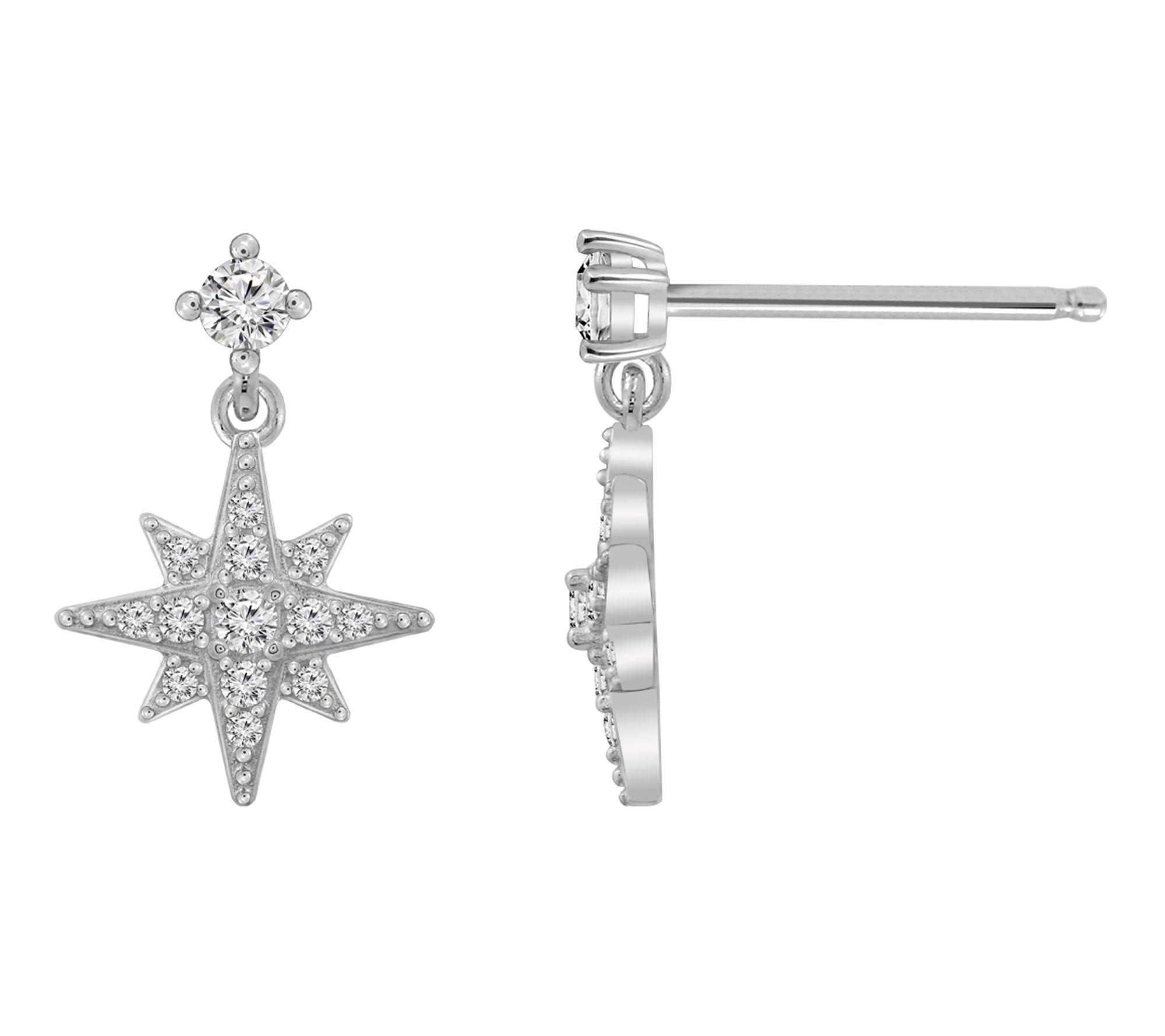 Diamonique Stellar Drop Earrings, Sterling Silver