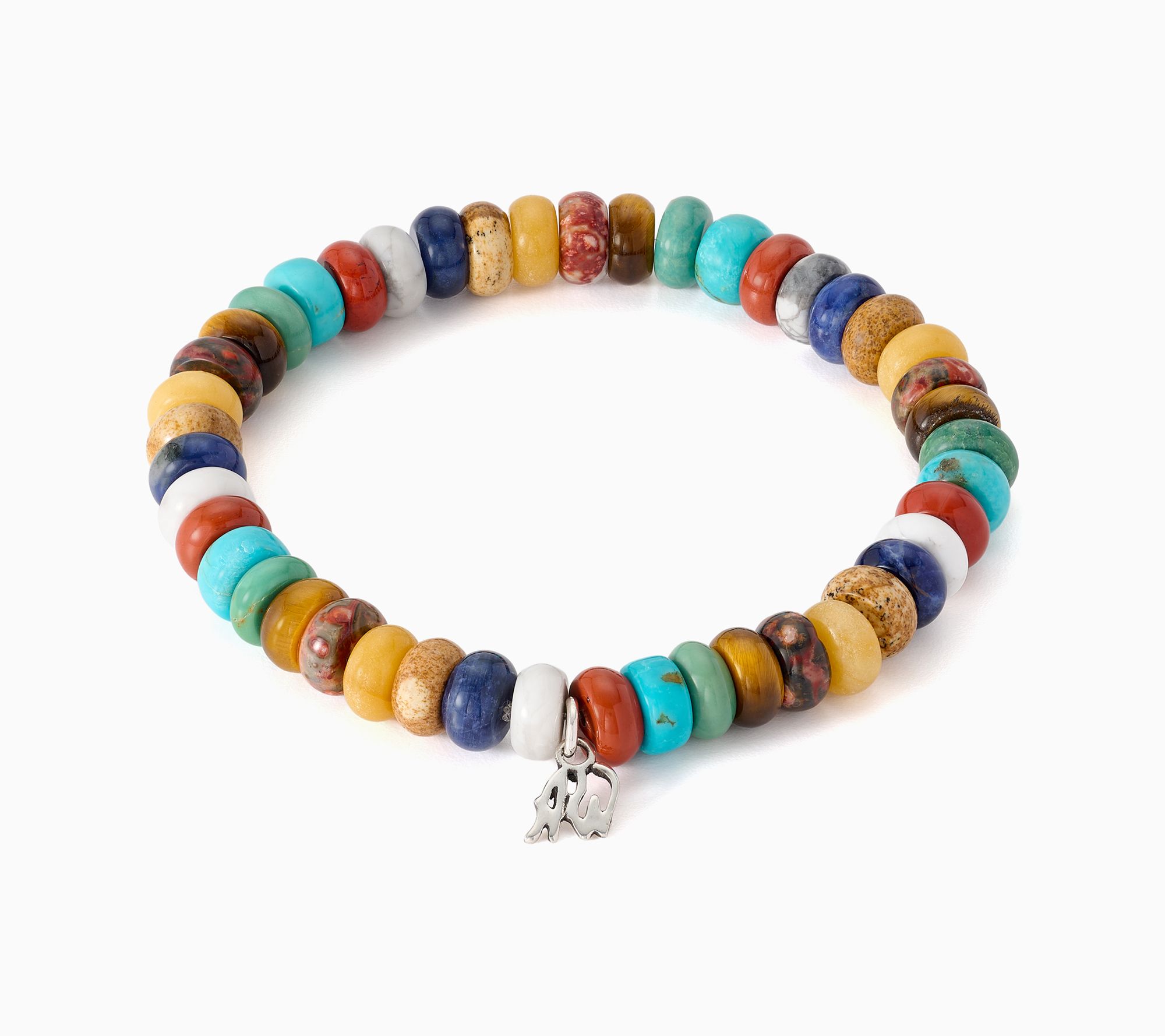 American West Sterling Silver Gemstone Bead Stretch Bracelet
