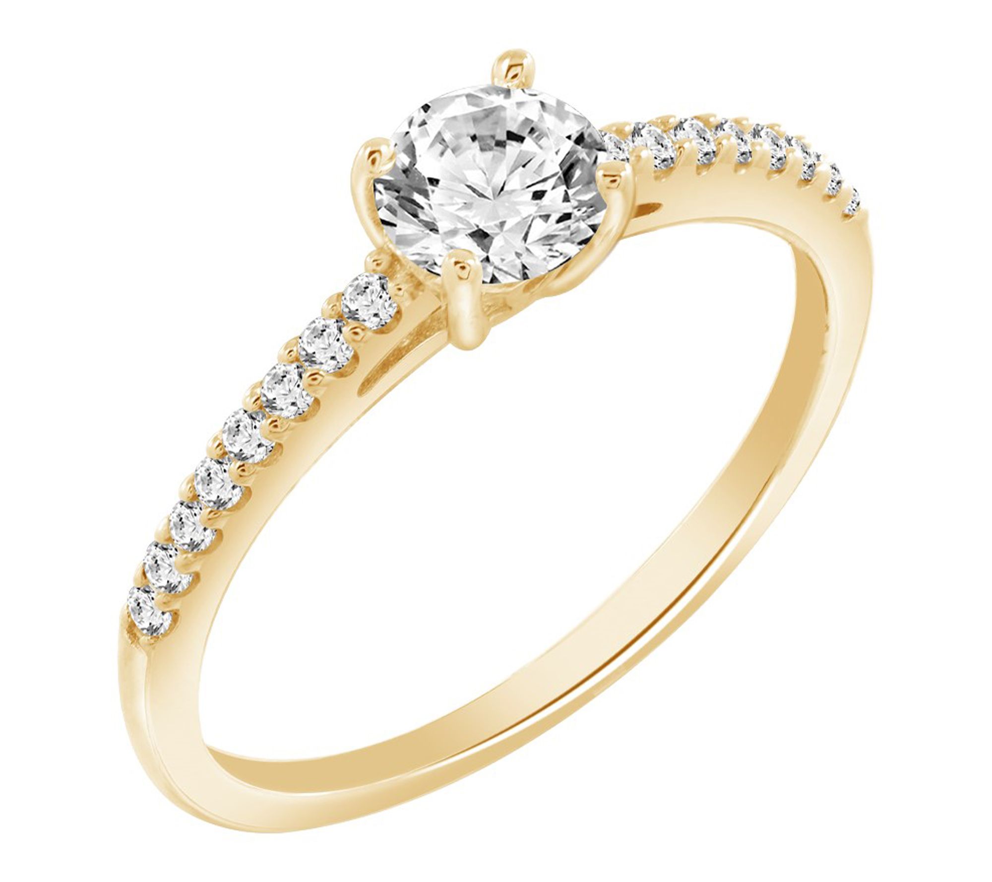 Fire Light 0.65 cttw Lab Grown Diamond Ring, 14K Gold Plated