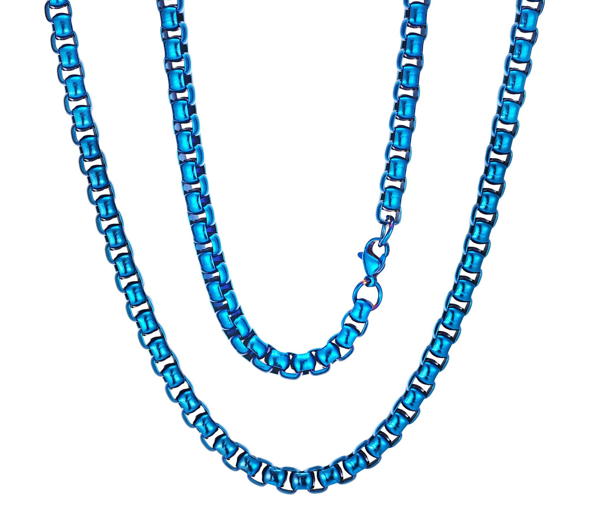 Steel by Design Men's Blue IP Round Link ChainNecklace
