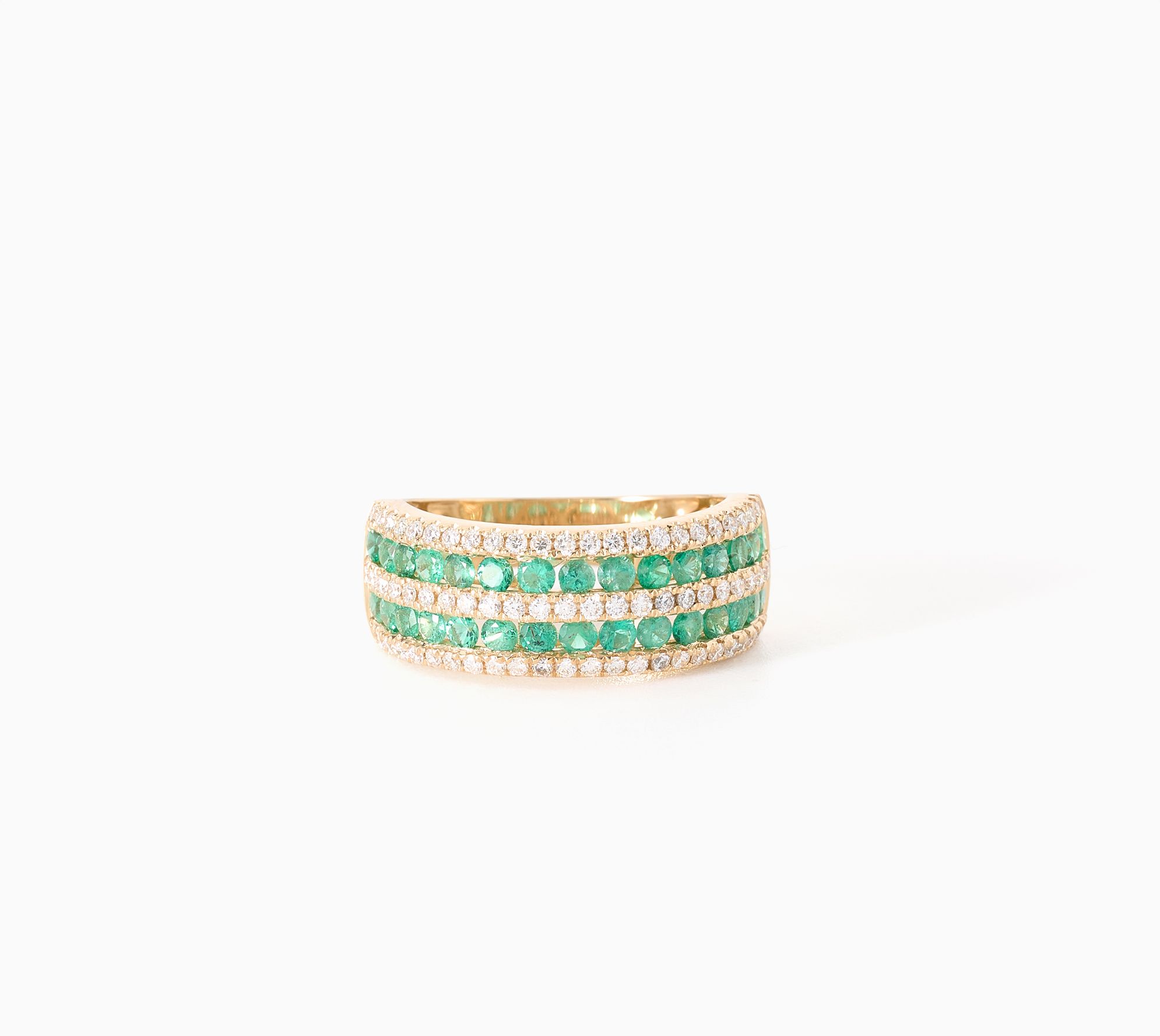 Color by Jeff Moseley 1.00 ctw Emerald 5 Row Ba d Ring, 14K