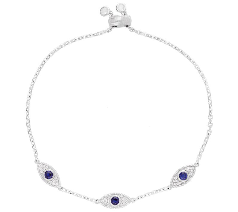 Judith Ripka Adjustable Evil Eye Bracelet, Sterling Silver