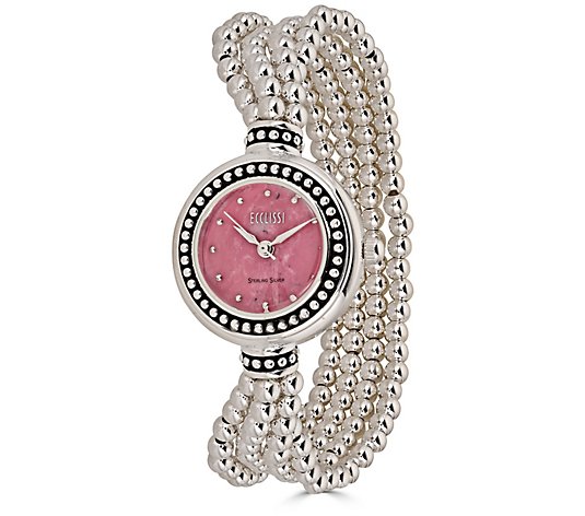 Ecclissi Sterling Multi-Strand Gemstone Bracelet Watch