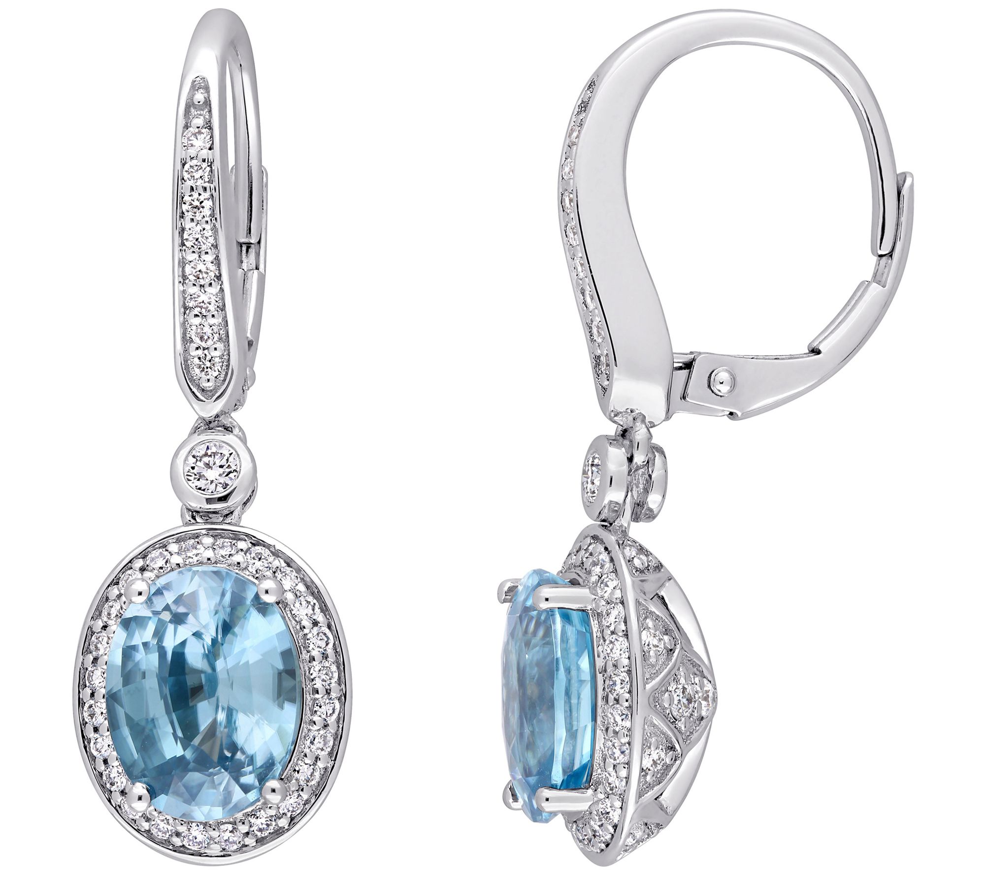 Bellini 5.45 cttw Blue Zircon & 7/10 cttw Diamond Earrings - QVC.com
