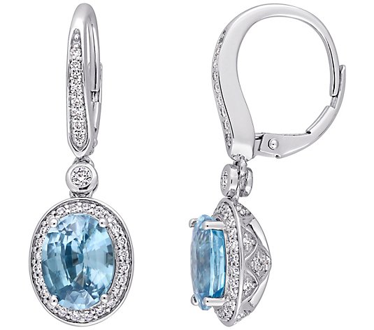 Bellini 5.45 cttw Blue Zircon & 7/10 cttw Diamond Earrings