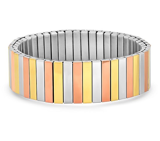 Steel by Design Stainless Tri-Color Stretch Bracelet