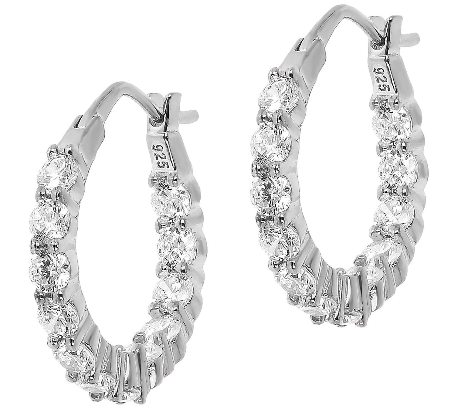 Diamonique 1.50 cttw Hoop Earrings, Sterling Silver