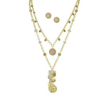 Isaac Mizrahi Live! Layered Charm Necklace & Earrings Set - J491621
