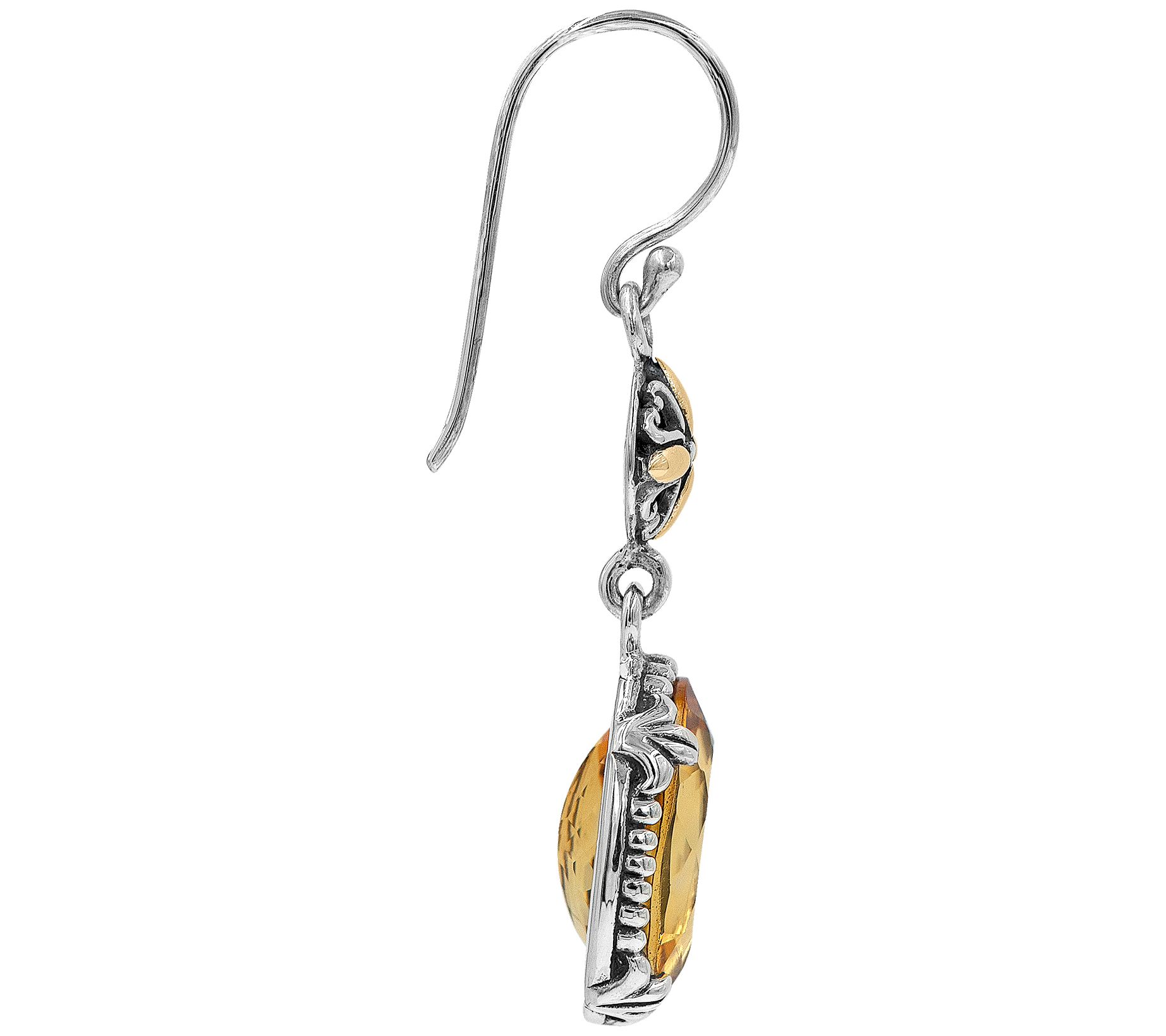 Artisan Crafted Sterling Silver & 18K Gold Citrine Earrings