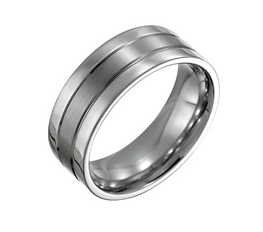 Steel By Design Men's 8mm Flat Satin Polished Ring
