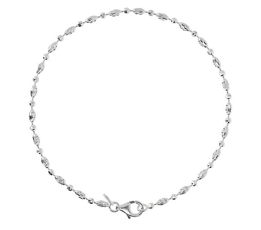 UltraFine Silver 9" Diamond-Cut Bead Anklet