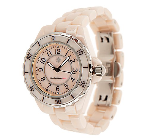 Isaac Mizrahi Live! Ceramic Watch with Mother-of-Pearl Dial