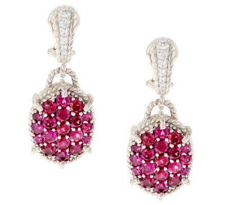 Judith Ripka Sterling 4.15ct Rhodolite and Diamonique Oval Earrings ...