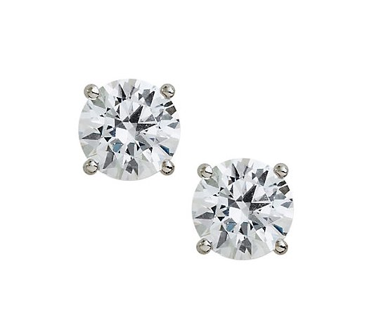 Diamonique 100-Facet Round Stud Earrings, Platinum Clad