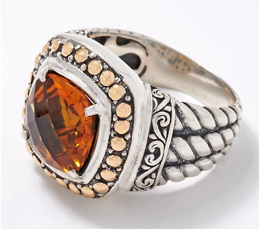 Artisan Crafted Gemstone Cable Ring with 18K Gold Accents, Sterling Silver