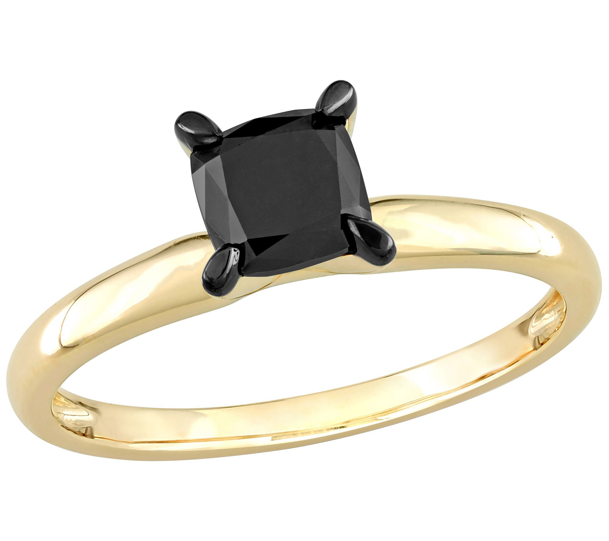 Affinity 1.00 cttw Cushion-Cut Black Diamond Ri ng, 14K Gold
