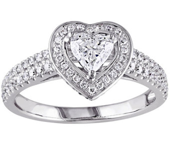 Affinity 14K White Gold 1.00 cttw Heart Halo Diamond Ring - J381122