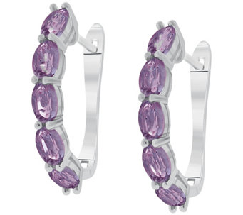 Sterling Grape Garnet Hoop Earrings - J392422