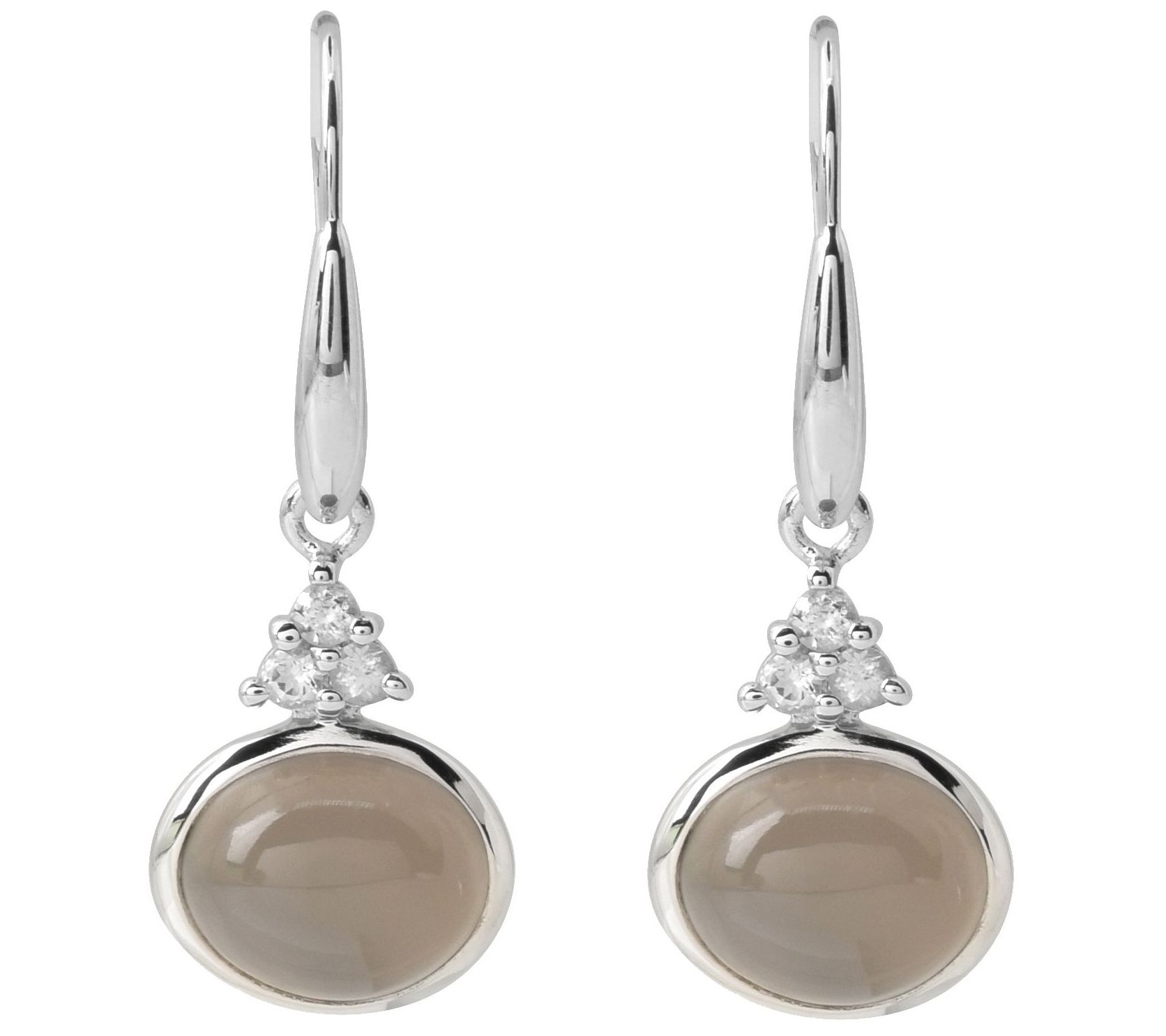 Sterling Silver Moonstone & White Topaz Dangle Earrings
