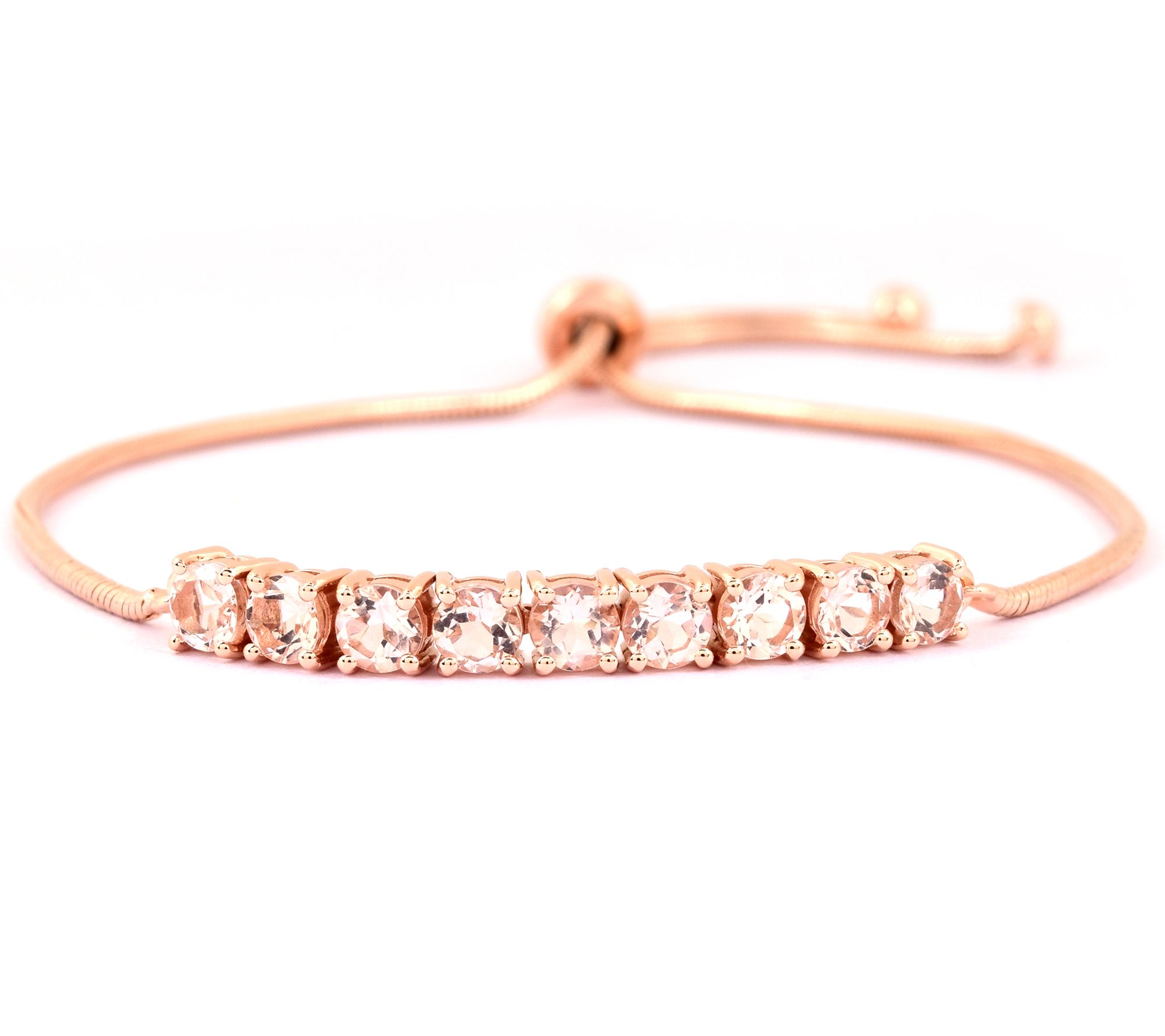 14K Rose Clad 1.90 cttw Morganite Adjustable Bracelet