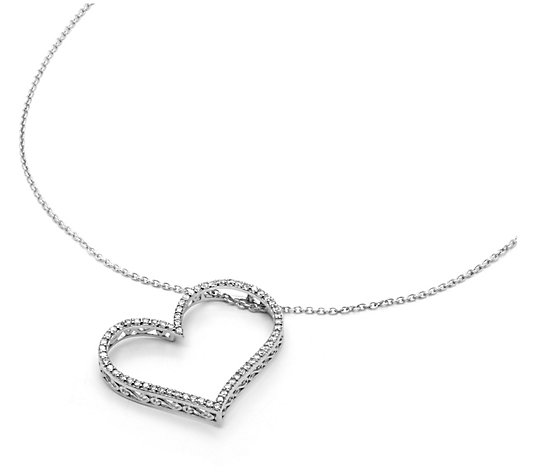 Diamonique Heart pendant with Chain Sterling Silver