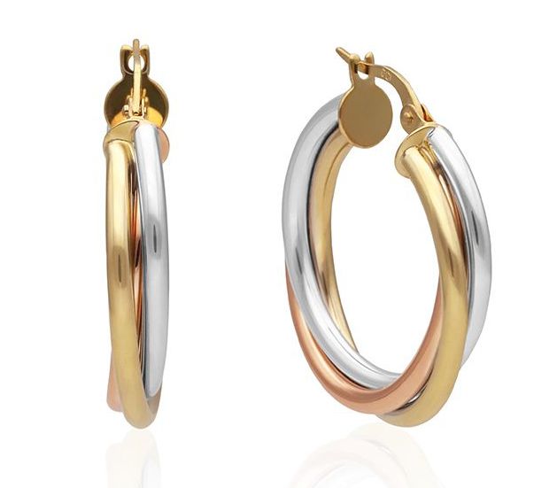 Tri color twisted hot sale hoop earrings