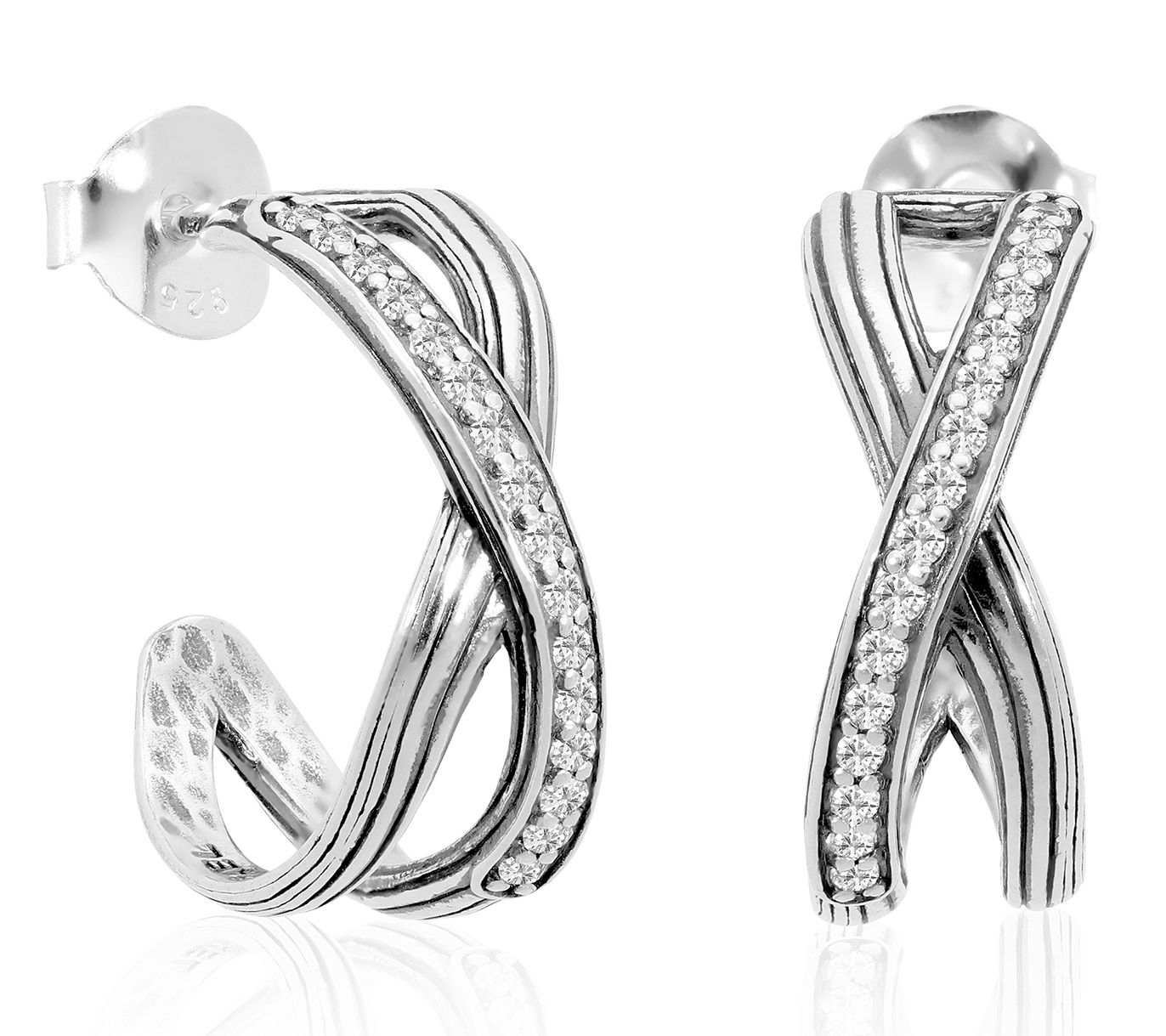 Or Paz Sterling Silver Gemstone X Hoop Earrings