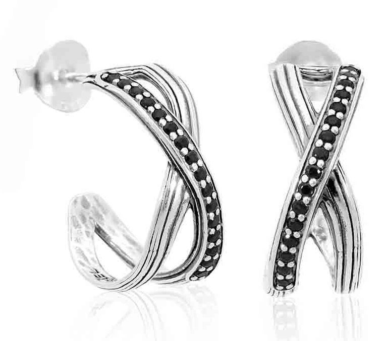 Or Paz Sterling Silver Gemstone X Hoop Earrings