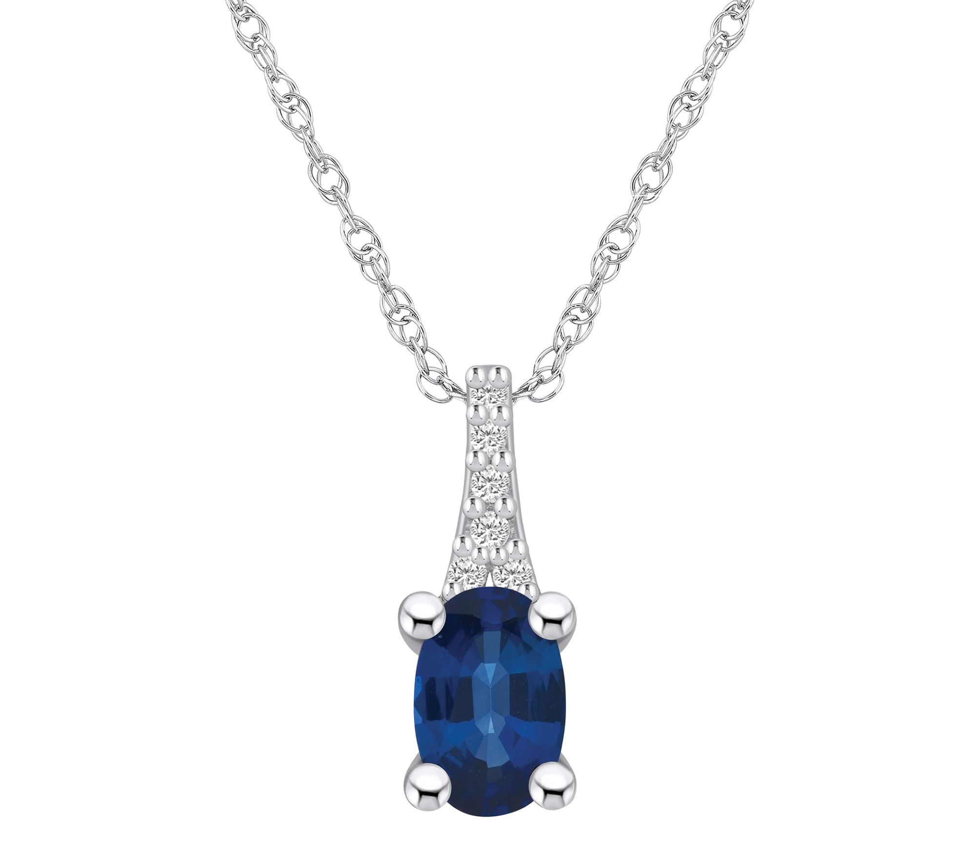 Affinity Gems Oval Gemstone & Diamond Pendant w/ Chain, 14K