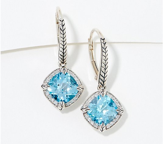 JAI Sterling Silver Diamond & Gemstone Lever Back Earrings