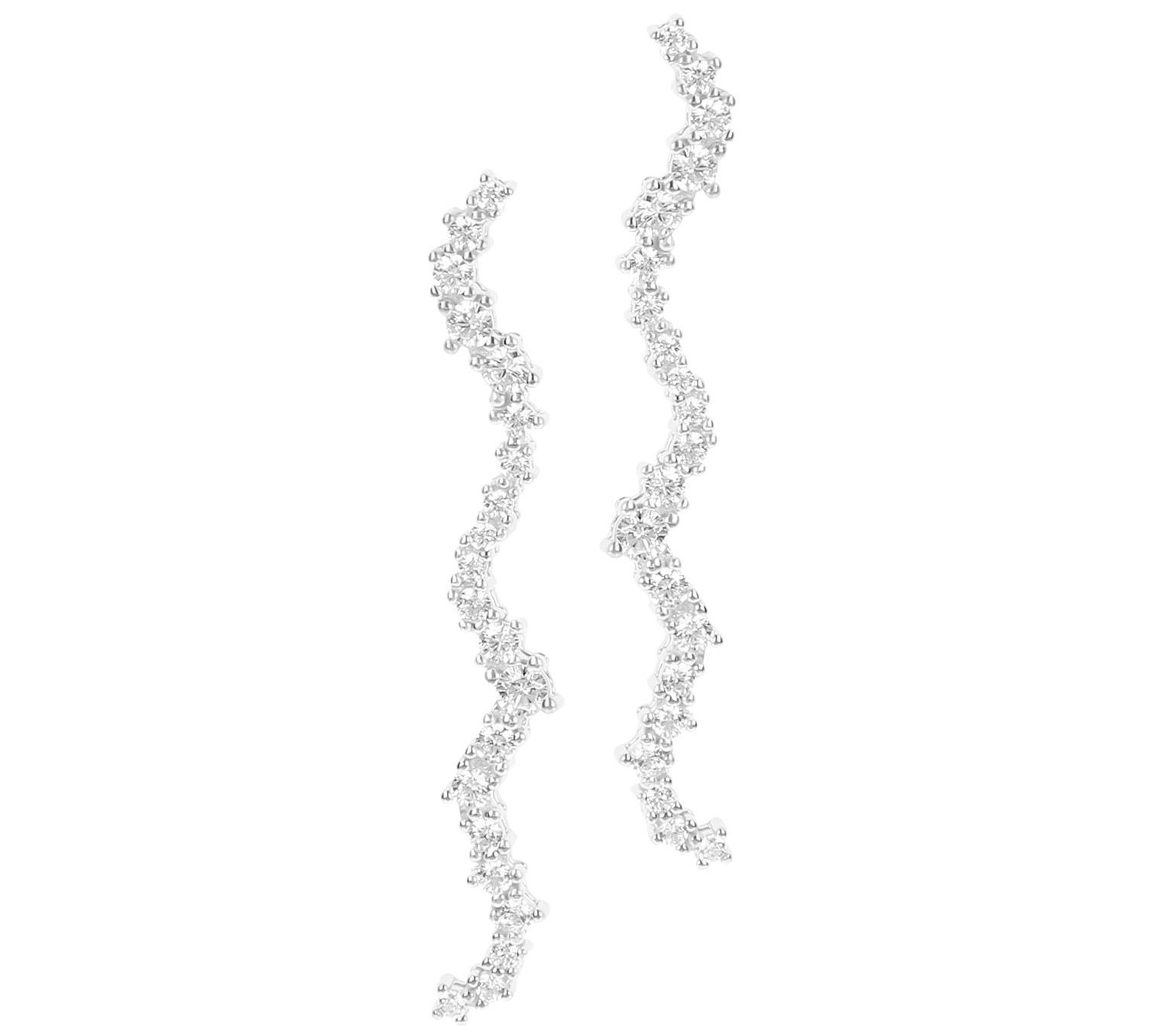 Diamonique 0.65 cttw Wave Design Earrings, Sterling Silver