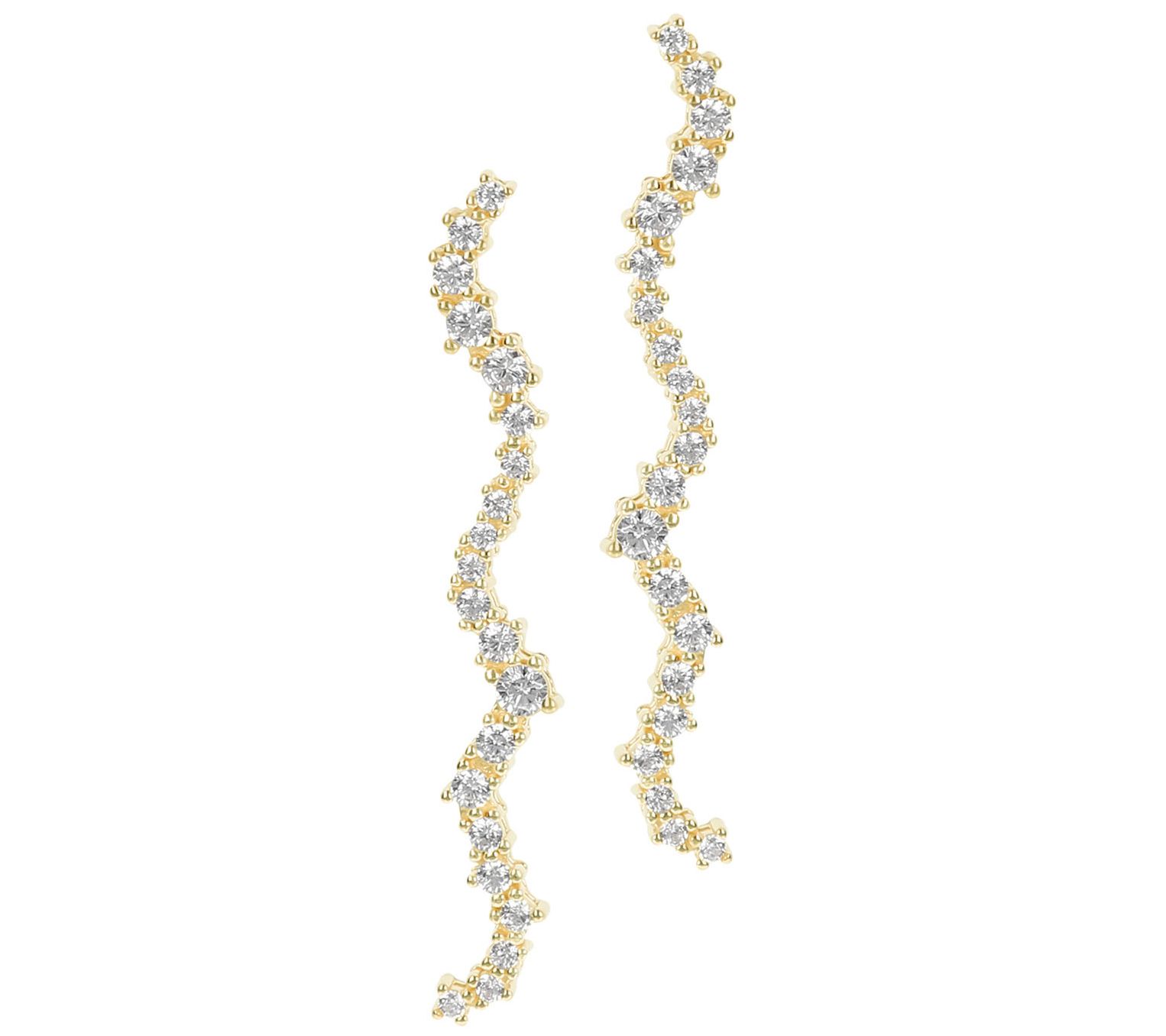 Diamonique 0.65 cttw Wave Design Earrings, Sterling Silver