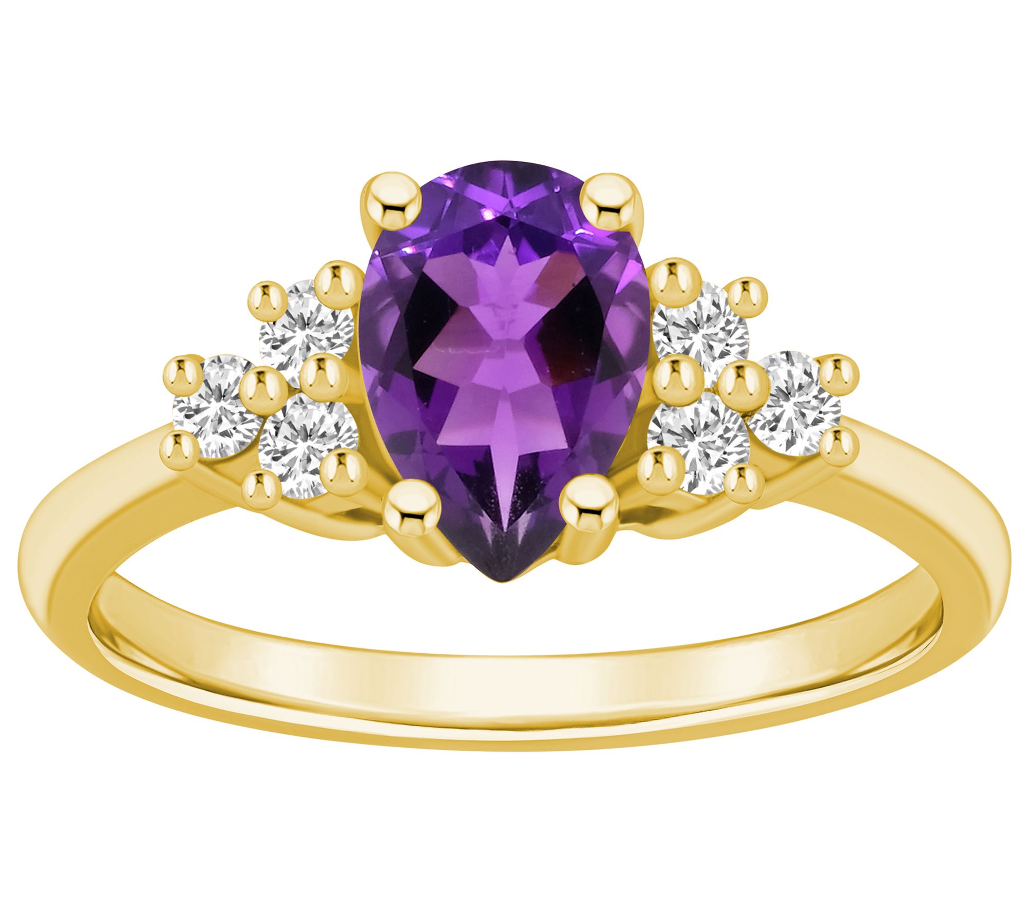 Affinity Gems Pear Cut Gemstone & Diamond Ring, 14K Gold